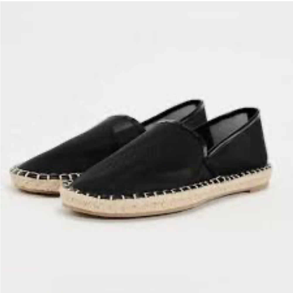 Zara Black Espadrille‎ Mesh Slip On Shoes 37